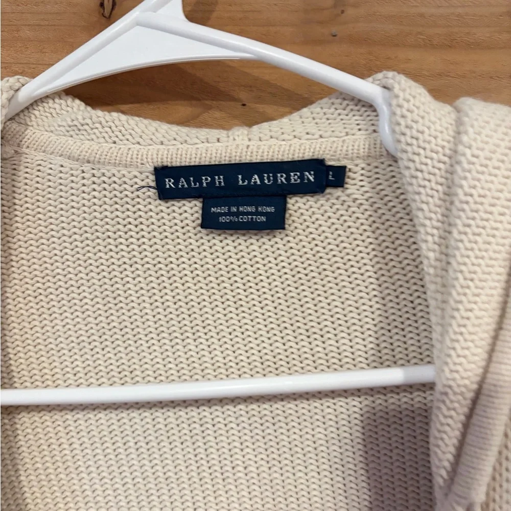 Ralph Lauren Cream Knit Zip-Up Hoodie - Picture 2 of 3